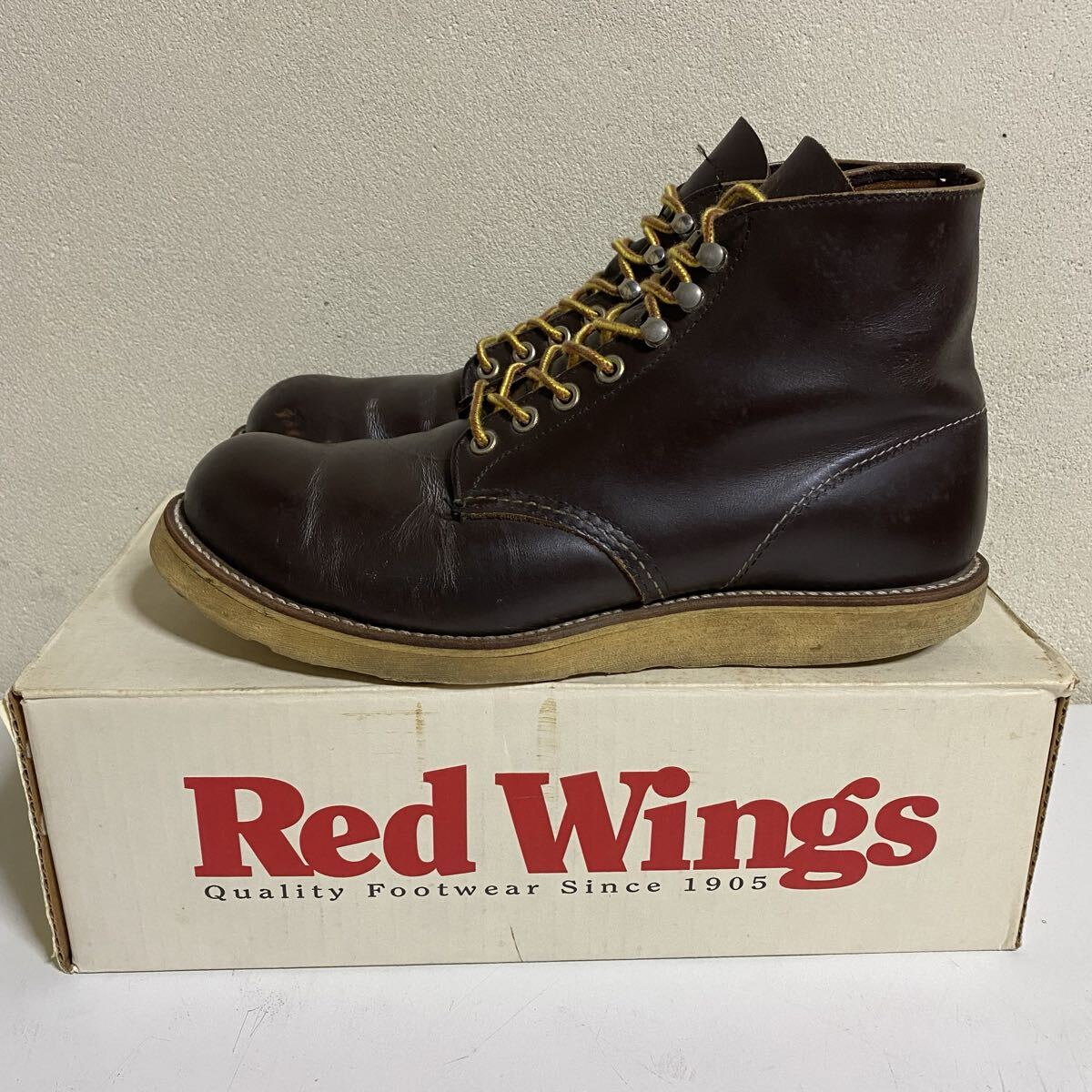 自宅保管品！RED WING / レッドウイング ガラスレザー プレーントゥ RW-8160 US9D 1999年製 犬タグ 箱・タグあり アイリッシュセッター_画像3