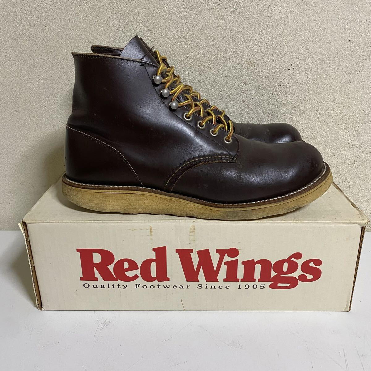自宅保管品！RED WING / レッドウイング ガラスレザー プレーントゥ RW-8160 US9D 1999年製 犬タグ 箱・タグあり アイリッシュセッター_画像4
