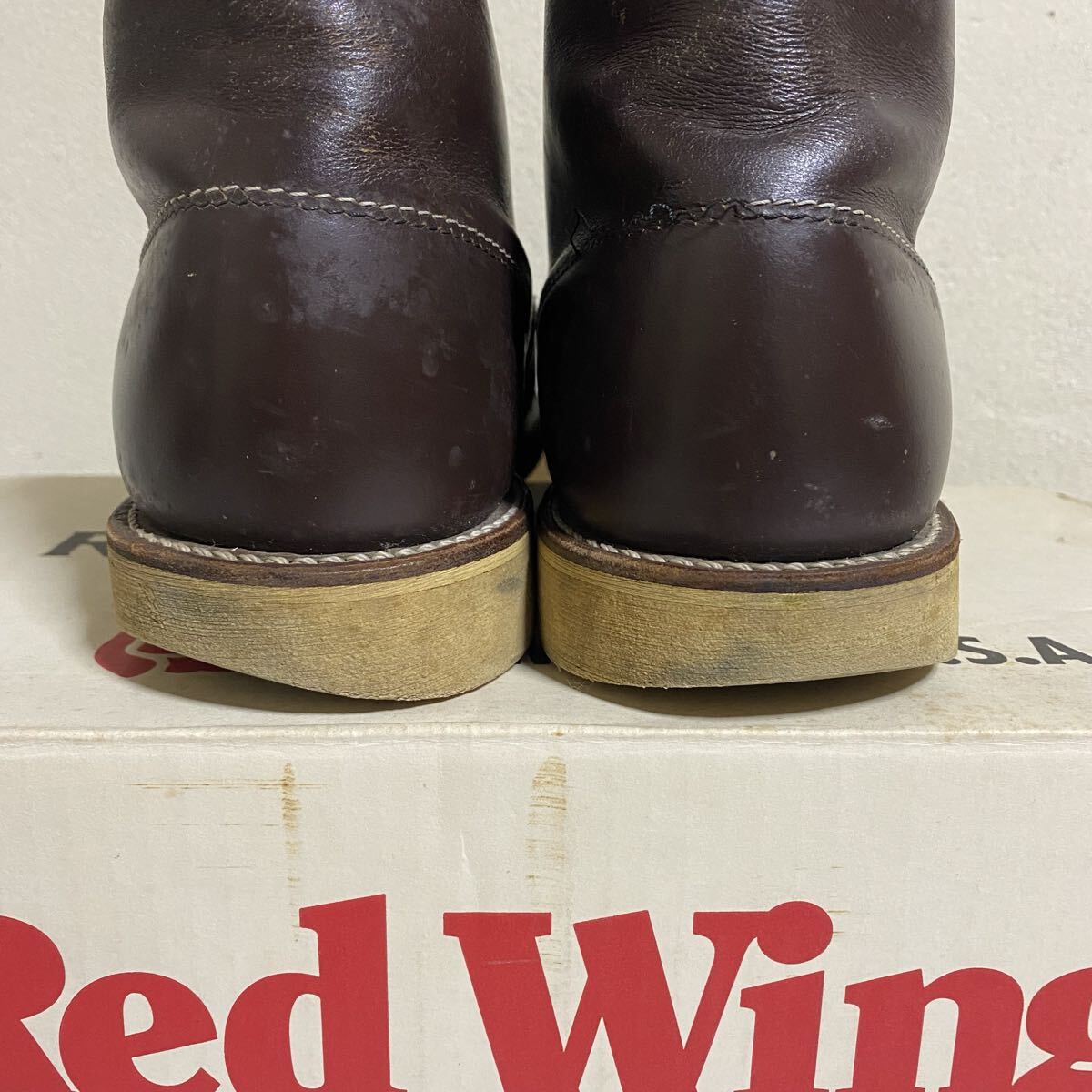 自宅保管品！RED WING / レッドウイング ガラスレザー プレーントゥ RW-8160 US9D 1999年製 犬タグ 箱・タグあり アイリッシュセッター_画像5