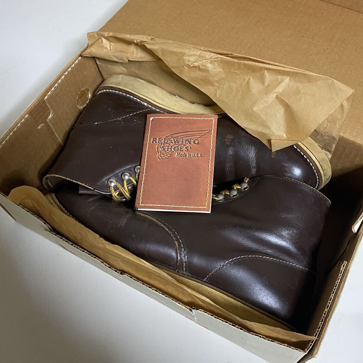 自宅保管品！RED WING / レッドウイング ガラスレザー プレーントゥ RW-8160 US9D 1999年製 犬タグ 箱・タグあり アイリッシュセッター_画像7