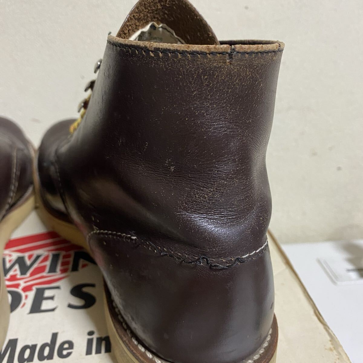 自宅保管品！RED WING / レッドウイング ガラスレザー プレーントゥ RW-8160 US9D 1999年製 犬タグ 箱・タグあり アイリッシュセッター_画像8