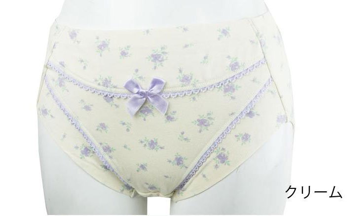 (ポスト投函 送料無料) セシール LLサイズ 花柄綿混ショーツ1枚 下着 パンツ パンティー レディース インナー　EE280クリームLL_画像1
