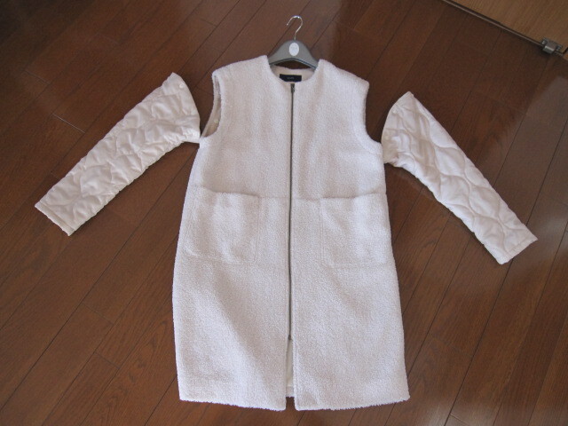 シップス ２Ｗａｙボアキルティングコート オフホワイト 美品♪_画像4