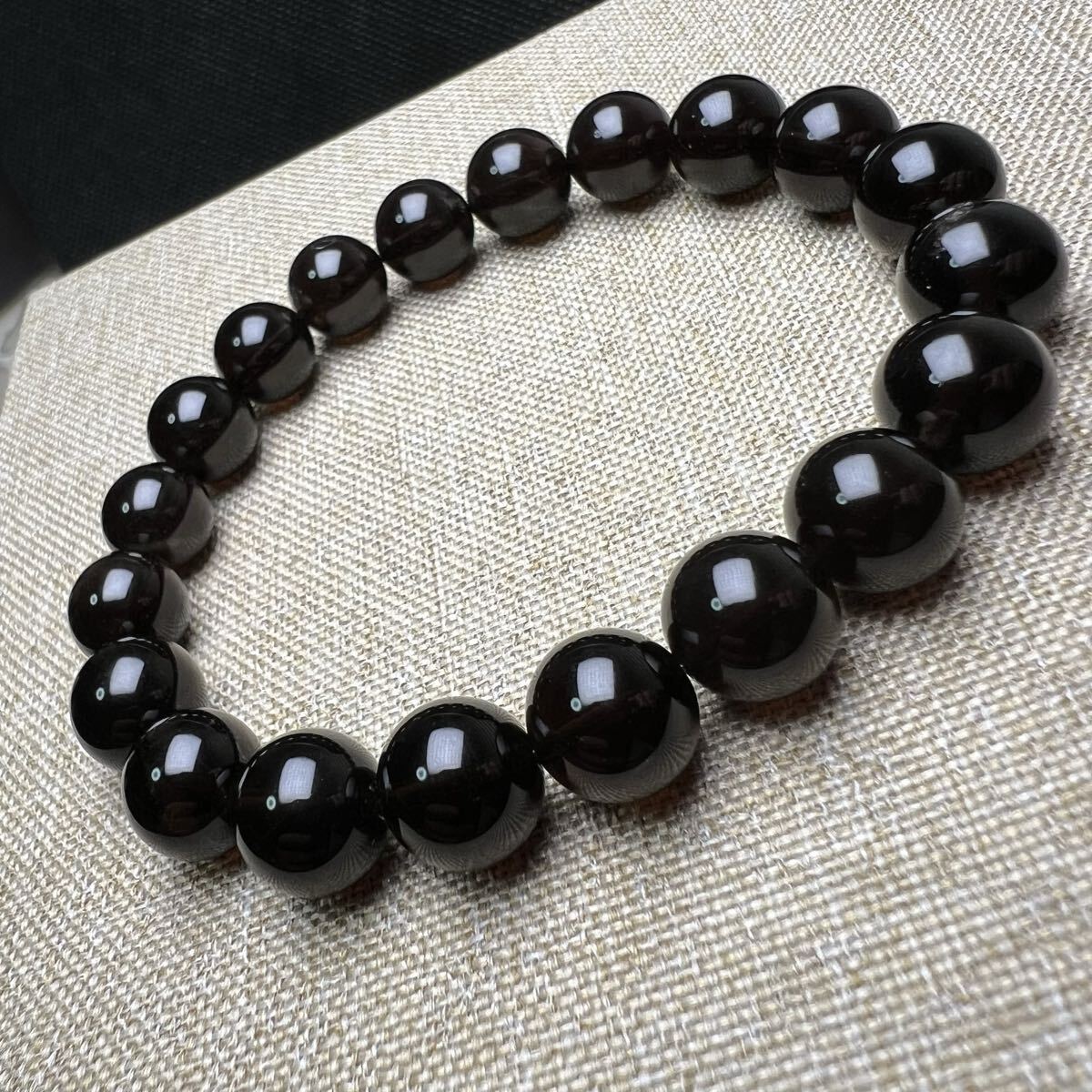 【711094】 5A モリオン 10mm ブレスレット 天然石 黒水晶 _画像1