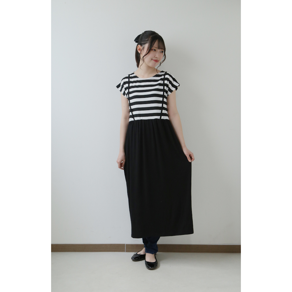 ☆ ブラック ☆ L ☆ マタニティ ワンピース pk241 マタニティ ワンピース 半袖 授乳服 ロングワンピース ルームウェア 部屋着 ロング_画像1