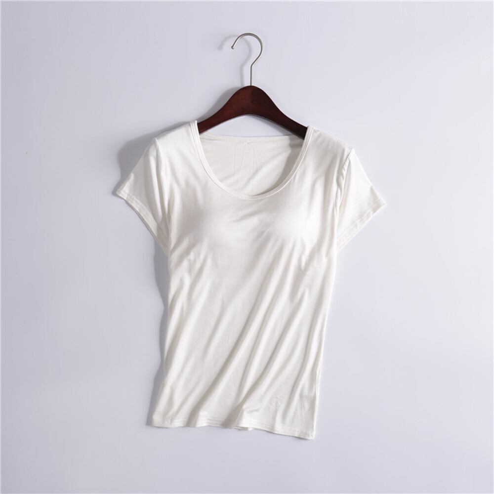☆ ホワイト ☆ S ☆ Tシャツ ルームウェア カップ付 ヨガウェア tsy013 半袖 Tシャツ レディース カップ付 tシャツ カットソー パッド付き_画像1