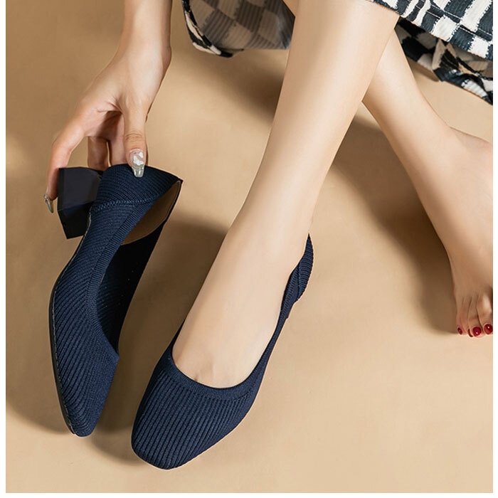 ☆ グレー ☆ 37(23.5cm) ☆ ニット パンプス ローヒール pmy1509 ニットパンプス スクエアトゥ 靴 ニット パンプス ローヒール 柔らかい_画像6