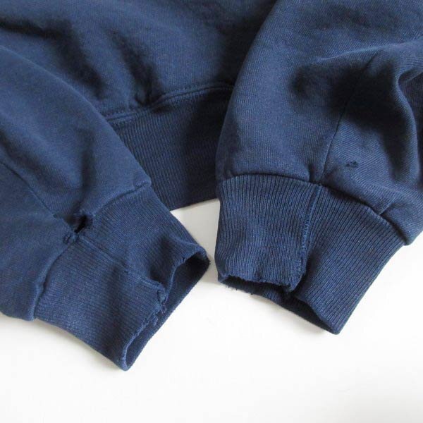 90s USA製 ラッセル ヘンリーネック ツートン パーカー XXL 紺系 ダメージ スウェット フーディ アメリカ製 ビンテージD149-13-0020ZVW_画像9