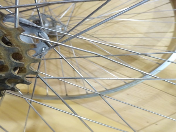 ▲アラヤ ランドナー用 ホイール前後セット 26×1-3/8 シマノ前後ラージハブ 回転抵抗あり サンツアー5段フリー付き 14-24T▲2980_画像7