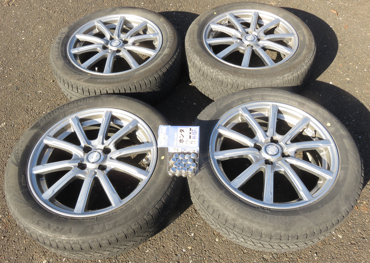 【中古】 フィット e：HEV BLIZZAK DM-Z3 １８５／６０Ｒ１６ ８６Ｑ アルミホイール：4穴タイプ・専用キャップボルト付き 4本セット_画像1