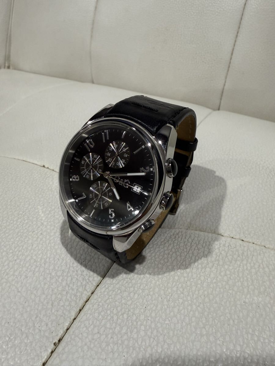 ドルチェ&ガッバーナ D&G 腕時計 サンドパイパー レザーベルト クォーツ 黒文字盤 クロノグラフ_画像1