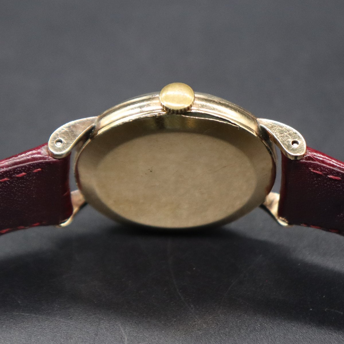 SEIKO SUPER セイコー スーパー 17石 手巻き ゴールドカラー 蛇Sマーク３針 ジャンク 1950年代 BAMBI社製ベルト アンティーク メンズ腕時計_画像6