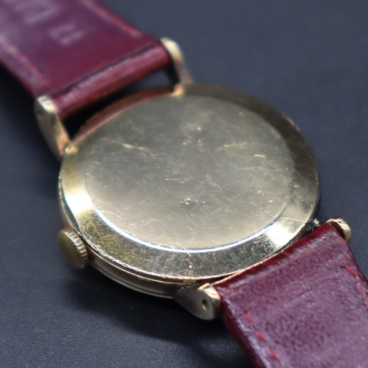 SEIKO SUPER セイコー スーパー 17石 手巻き ゴールドカラー 蛇Sマーク３針 ジャンク 1950年代 BAMBI社製ベルト アンティーク メンズ腕時計_画像7