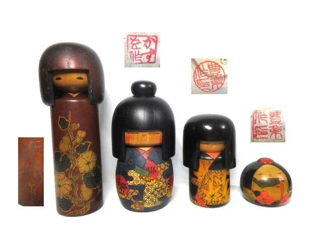 [5807-1| традиция прикладное искусство ] произведение kokeshi 4 пункт . суммировать высота видеть . один Хара 1 пункт *. приятный 2 пункт *.. Kiyoshi способ 1 пункт! retro . редкий один товар!
