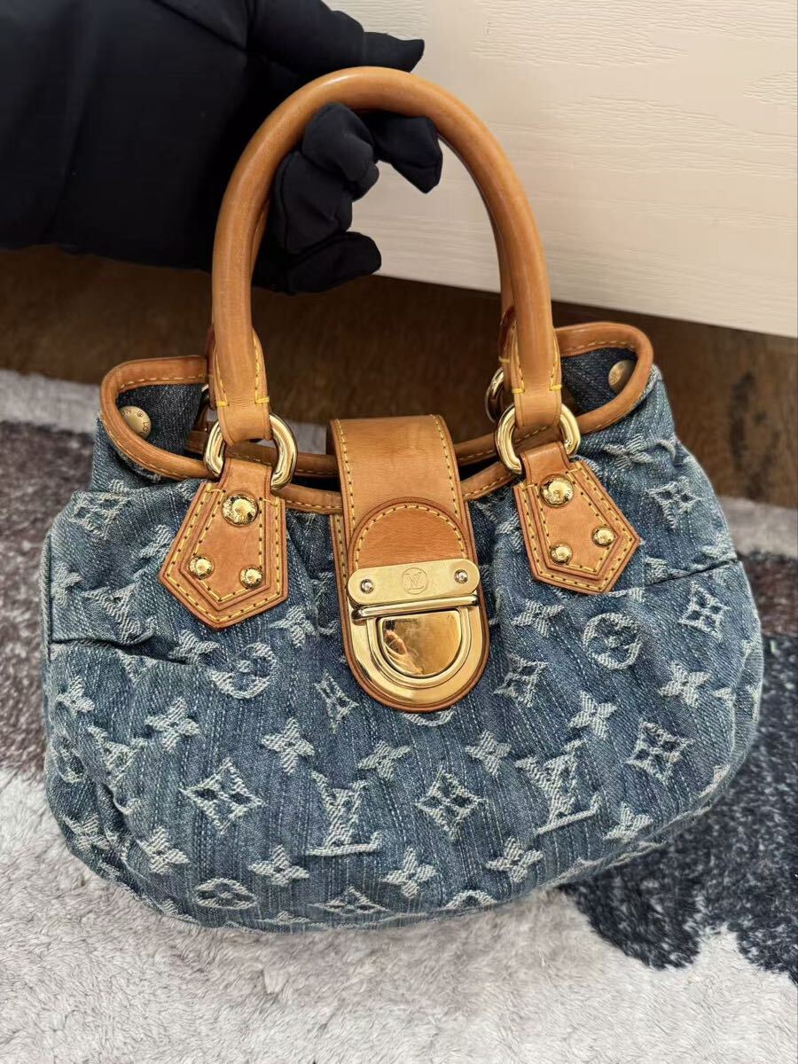 美品 ルイヴィトン Louis Vuitton プリ―ティ ハンドバッグ モノグラム デニム _画像1