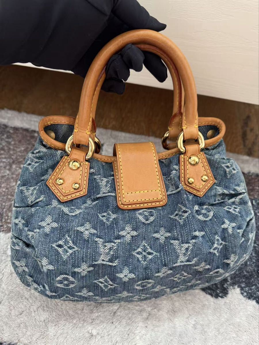美品 ルイヴィトン Louis Vuitton プリ―ティ ハンドバッグ モノグラム デニム _画像2