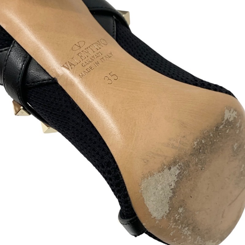 ヴァレンティノ VALENTINO ブーツ ショートブーツ 靴 シューズ ファブリック レザー ブラック 黒 ゴールド ロックスタッズ ニット_画像8