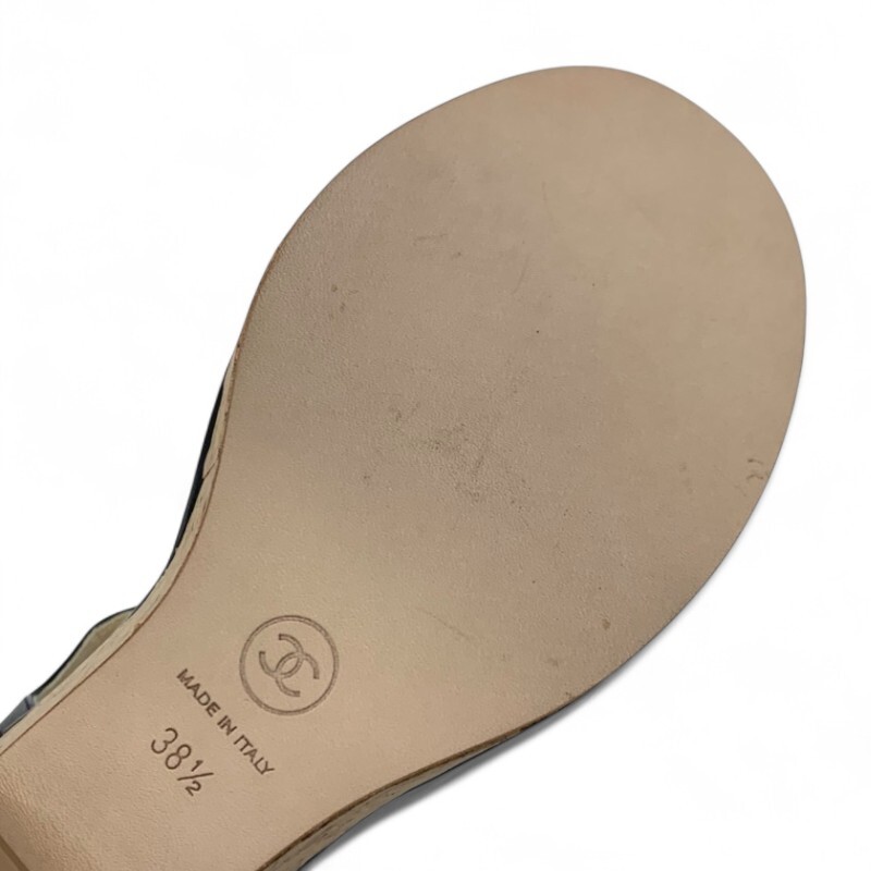 シャネル CHANEL サンダル 靴 シューズ レザー コルク ブラック ブラウン ココマーク ウェッジソール ストラップ_画像8