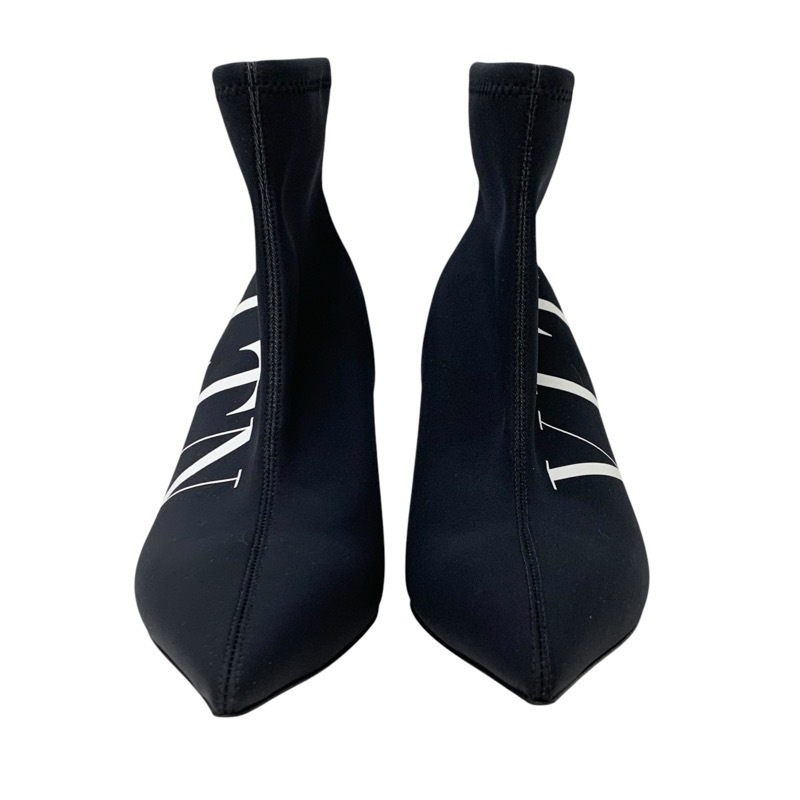 ヴァレンティノ VALENTINO ブーツ ショートブーツ 靴 シューズ ファブリック ブラック ホワイト 黒 ソックスブーツ ロゴプリント_画像2