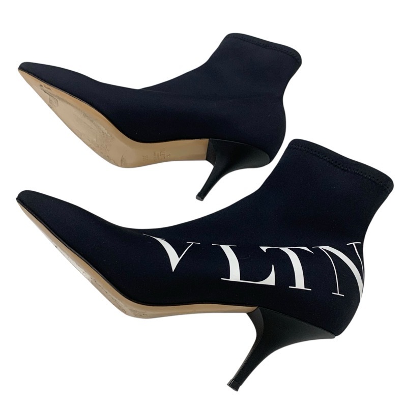 ヴァレンティノ VALENTINO ブーツ ショートブーツ 靴 シューズ ファブリック ブラック ホワイト 黒 ソックスブーツ ロゴプリント_画像6