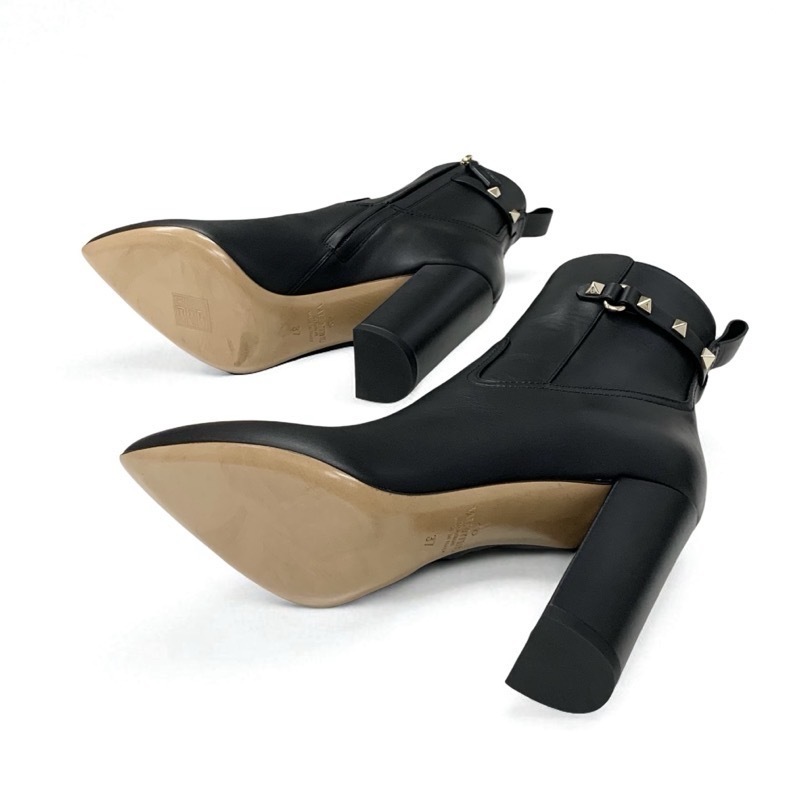 ヴァレンティノ VALENTINO ブーツ ショートブーツ 靴 シューズ レザー ブラック 黒 ゴールド 未使用 ロックスタッズ ベルト_画像6