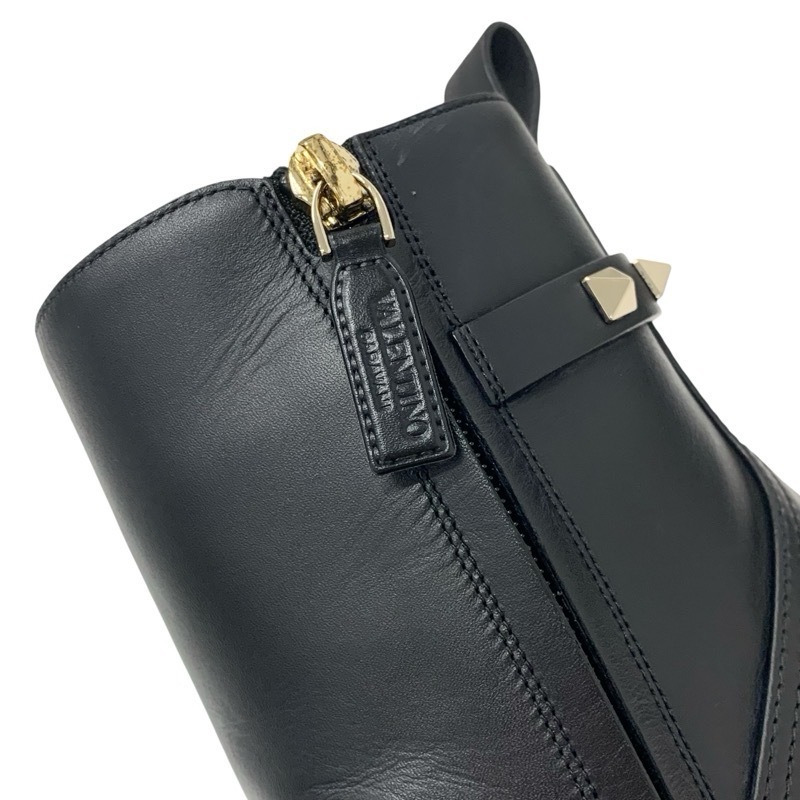 ヴァレンティノ VALENTINO ブーツ ショートブーツ 靴 シューズ レザー ブラック 黒 ゴールド 未使用 ロックスタッズ ベルト_画像9