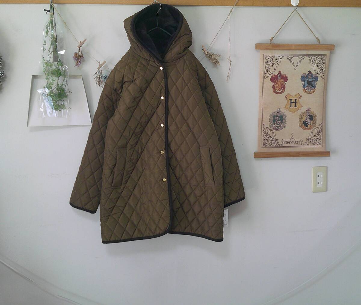 新品　タグ付き　NOLLEY'S LIGHT/ノーリーズ　フード裏もこもこ中綿キルティングコート_画像1