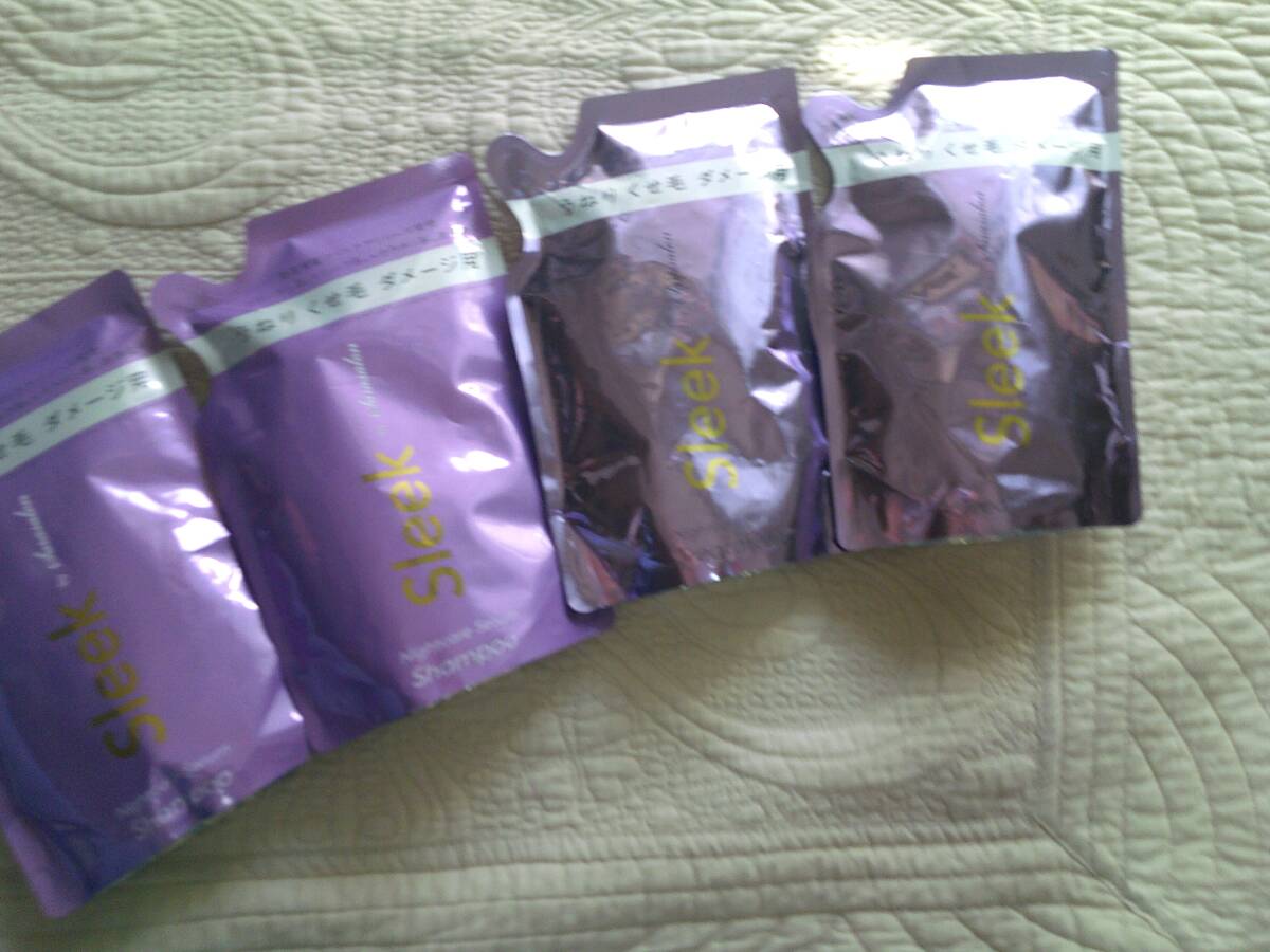 送料無料新品Sleekナイトケアセラムうねり くせ毛 ダメージ用シャンプー トリートメント詰替340ml 計4個/サラサロン1320円×4_画像1