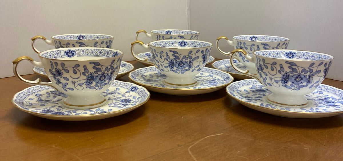 t221 ミラノ ティーカップ&ソーサー 210cc 6点 ナルミ NARUMI ティーポット 花柄 洋食器_画像5