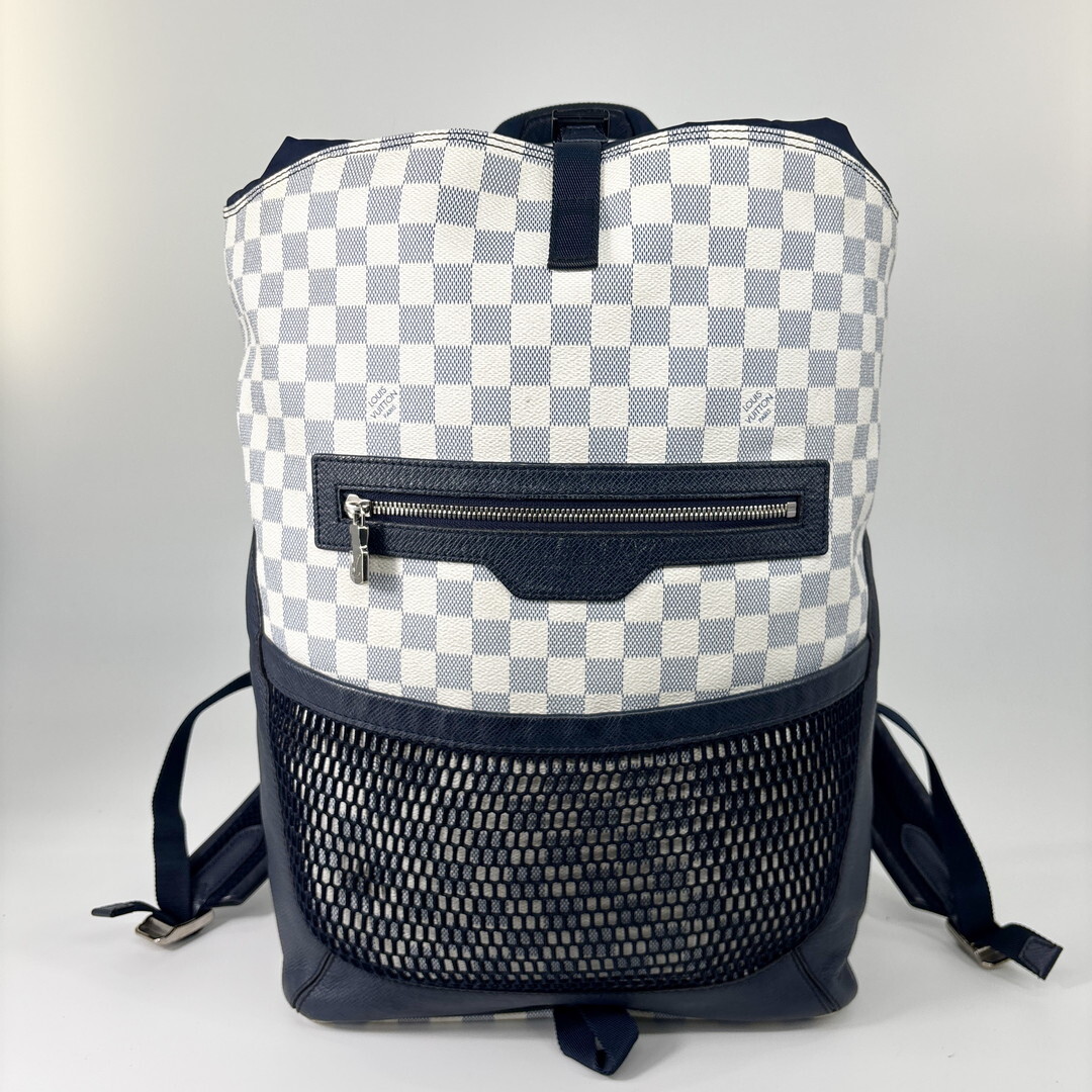 極美品 Louis Vuitton ルイヴィトン リュック ダミエコースト マッチポイント N40018 バックパック ダミエアズール メンズ ホワイト 白_画像1