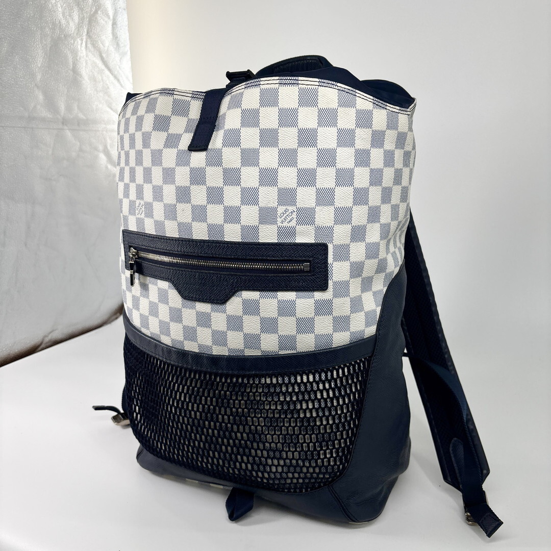 極美品 Louis Vuitton ルイヴィトン リュック ダミエコースト マッチポイント N40018 バックパック ダミエアズール メンズ ホワイト 白_画像2