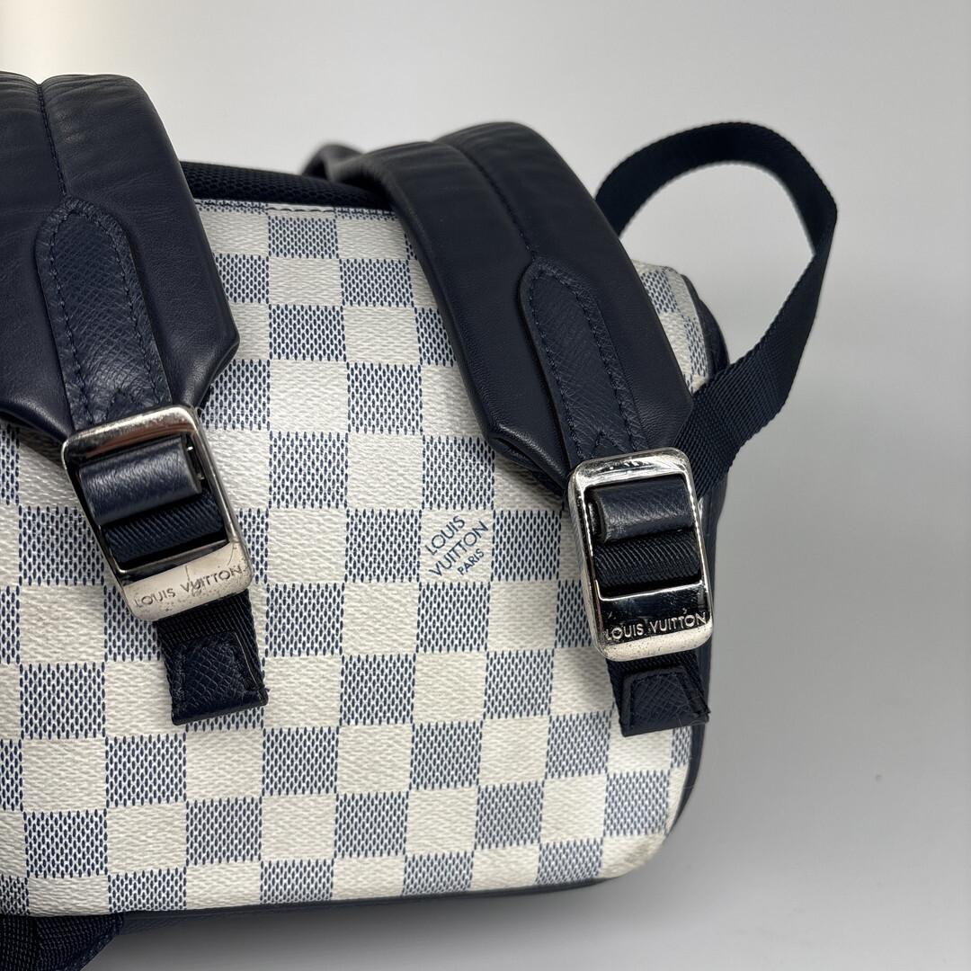 極美品 Louis Vuitton ルイヴィトン リュック ダミエコースト マッチポイント N40018 バックパック ダミエアズール メンズ ホワイト 白_画像7