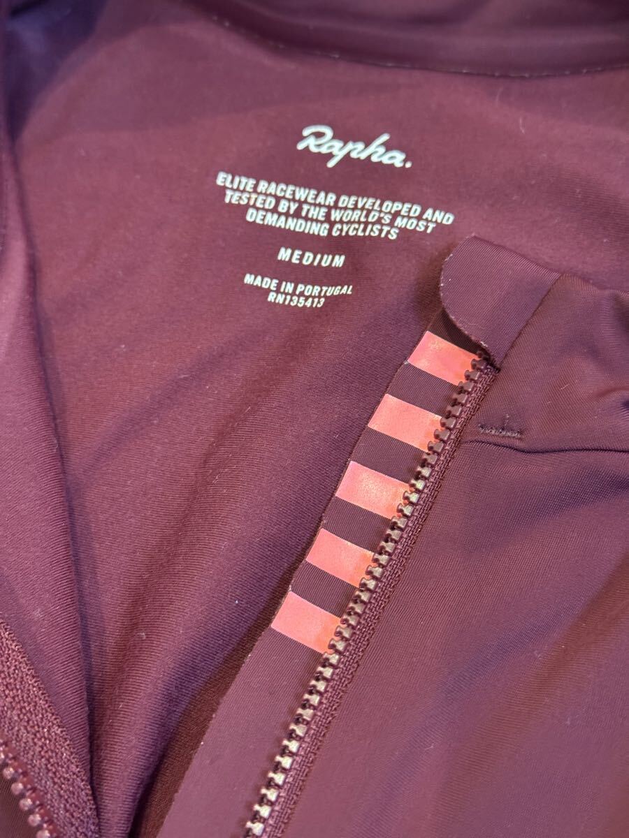 ★ Rapha ラファ PRO TEAM プロチーム サーマル 冬用 長袖ジャージ バーガンディ サイズM ソックス付 中古 ★_画像4