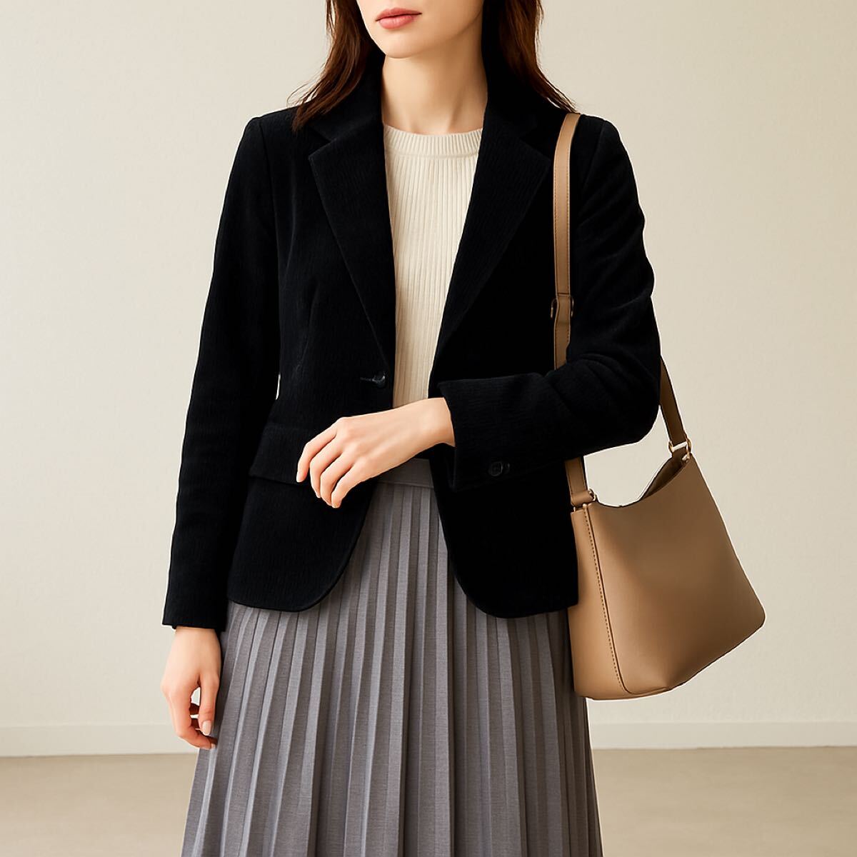 23区 コーデュロイ ジャケット 38 ブラック PONTIGLIO生地 高級ベルベット　M_画像3