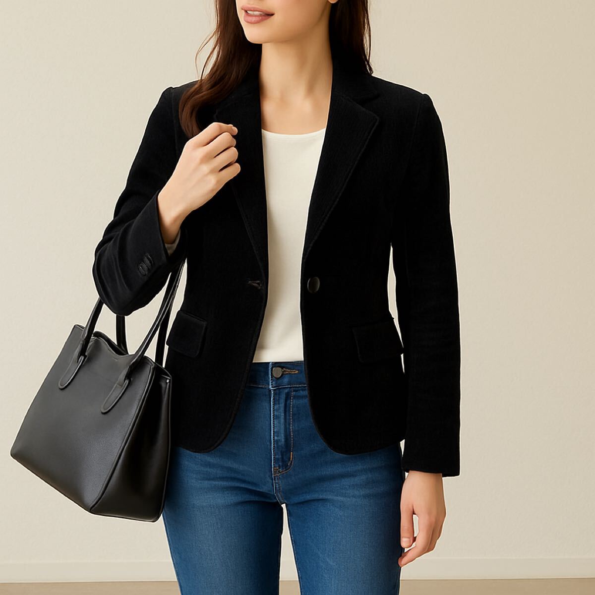 23区 コーデュロイ ジャケット 38 ブラック PONTIGLIO生地 高級ベルベット　M_画像4