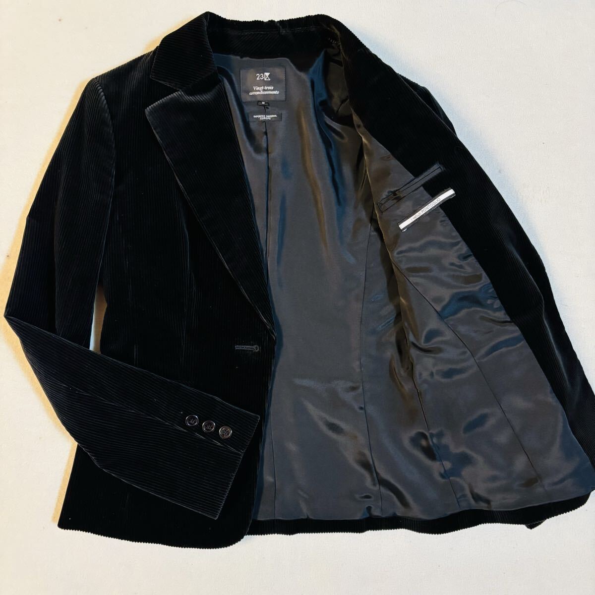 23区 コーデュロイ ジャケット 38 ブラック PONTIGLIO生地 高級ベルベット　M_画像10