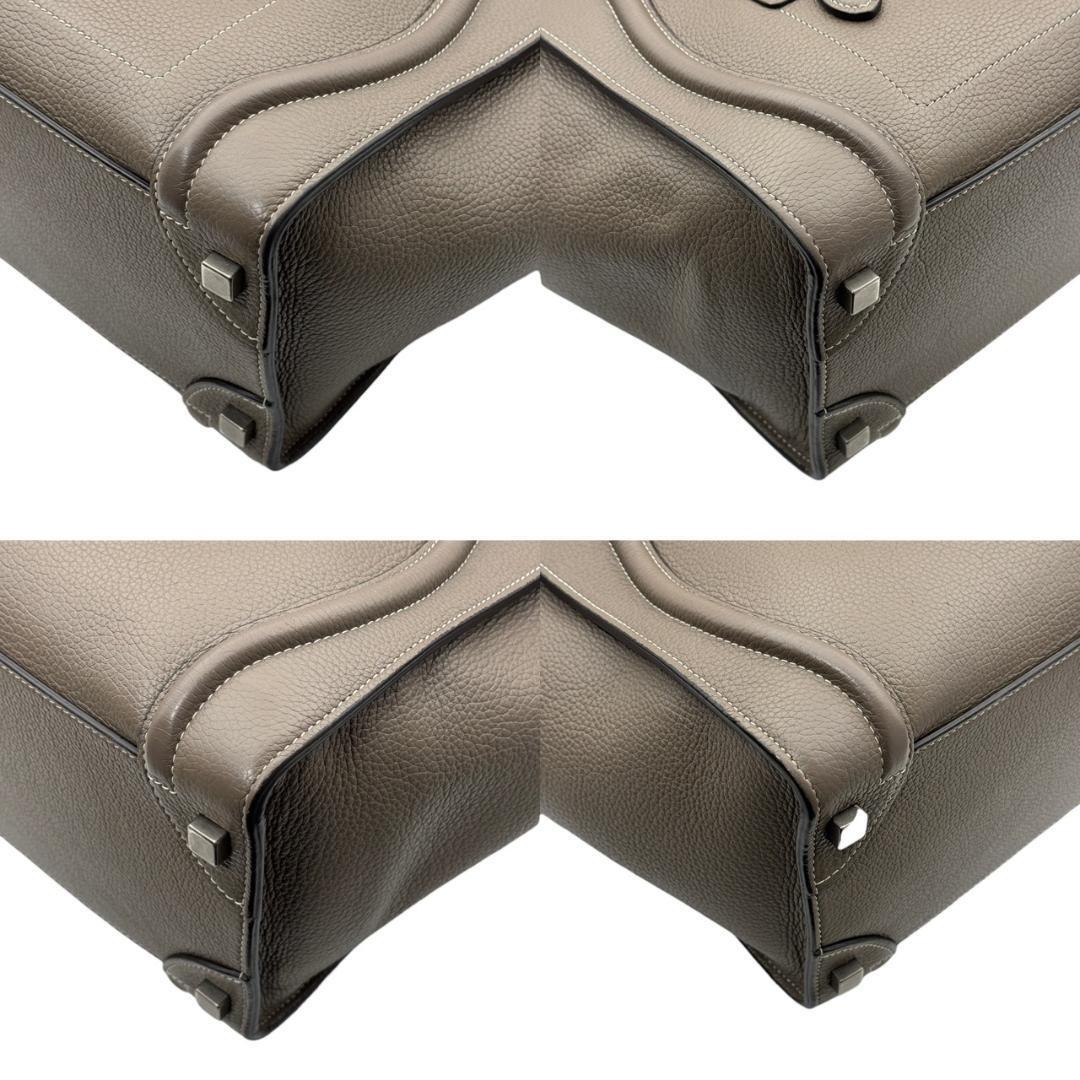 【未使用に近い】CELINE セリーヌ ラゲージ マイクロショッパー ハンドバッグ トートバッグ ドラムドカーフスキン レザー スリ グレージュ_画像6