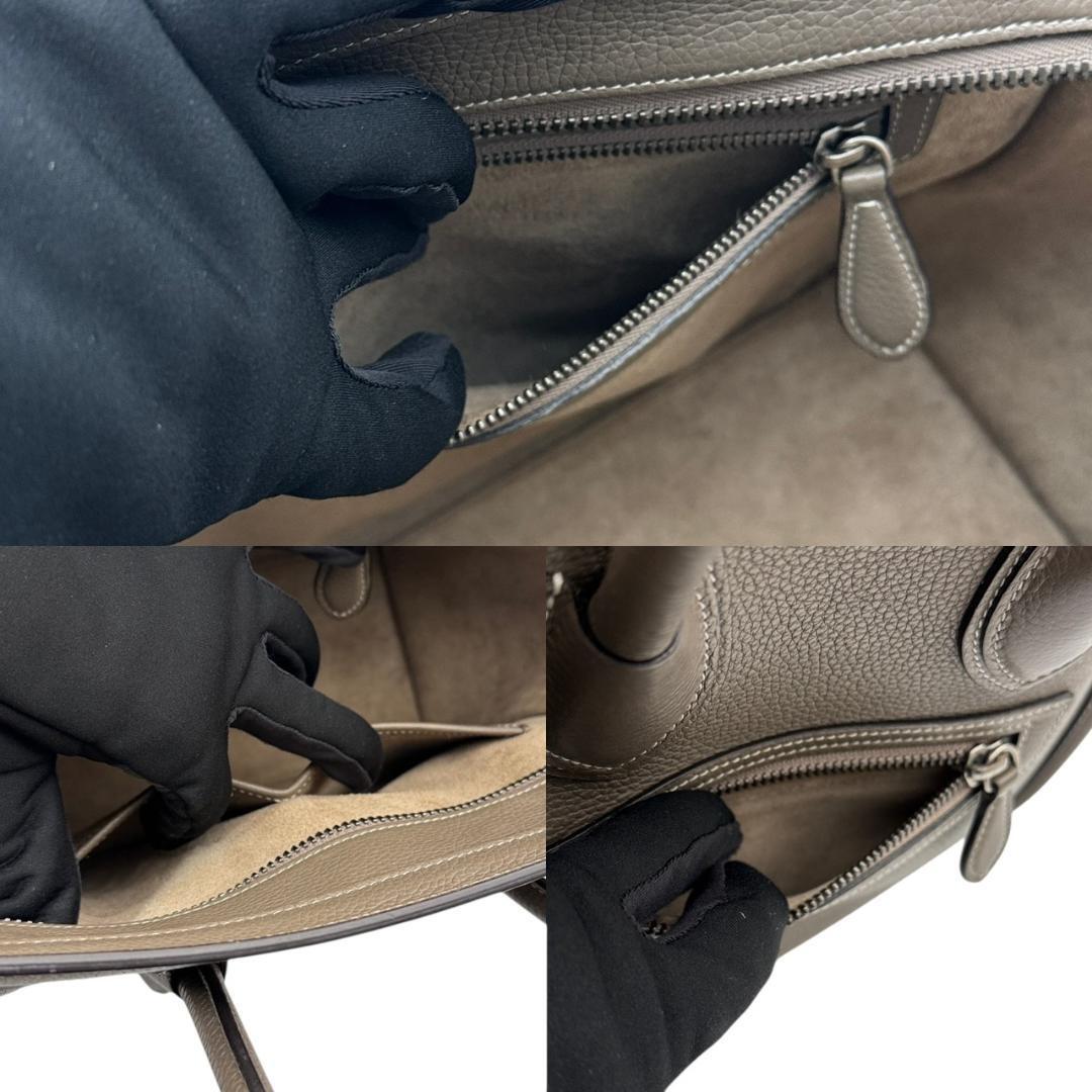 【未使用に近い】CELINE セリーヌ ラゲージ マイクロショッパー ハンドバッグ トートバッグ ドラムドカーフスキン レザー スリ グレージュ_画像9