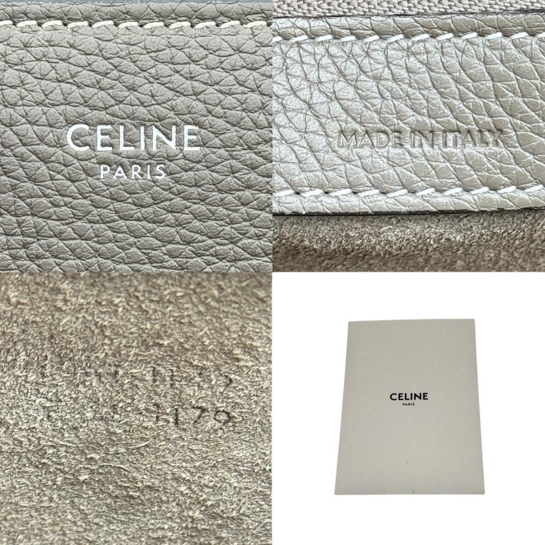 【未使用に近い】CELINE セリーヌ ラゲージ マイクロショッパー ハンドバッグ トートバッグ ドラムドカーフスキン レザー スリ グレージュ_画像10