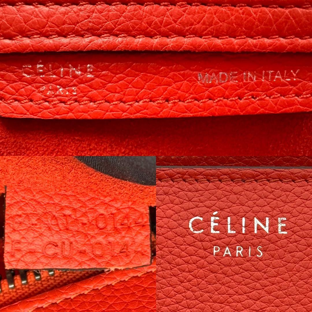 【未使用に近い】CELINE セリーヌ ラゲージ マイクロショッパー ハンドバッグ トートバッグ ドラムドカーフスキン レザー 赤_画像10
