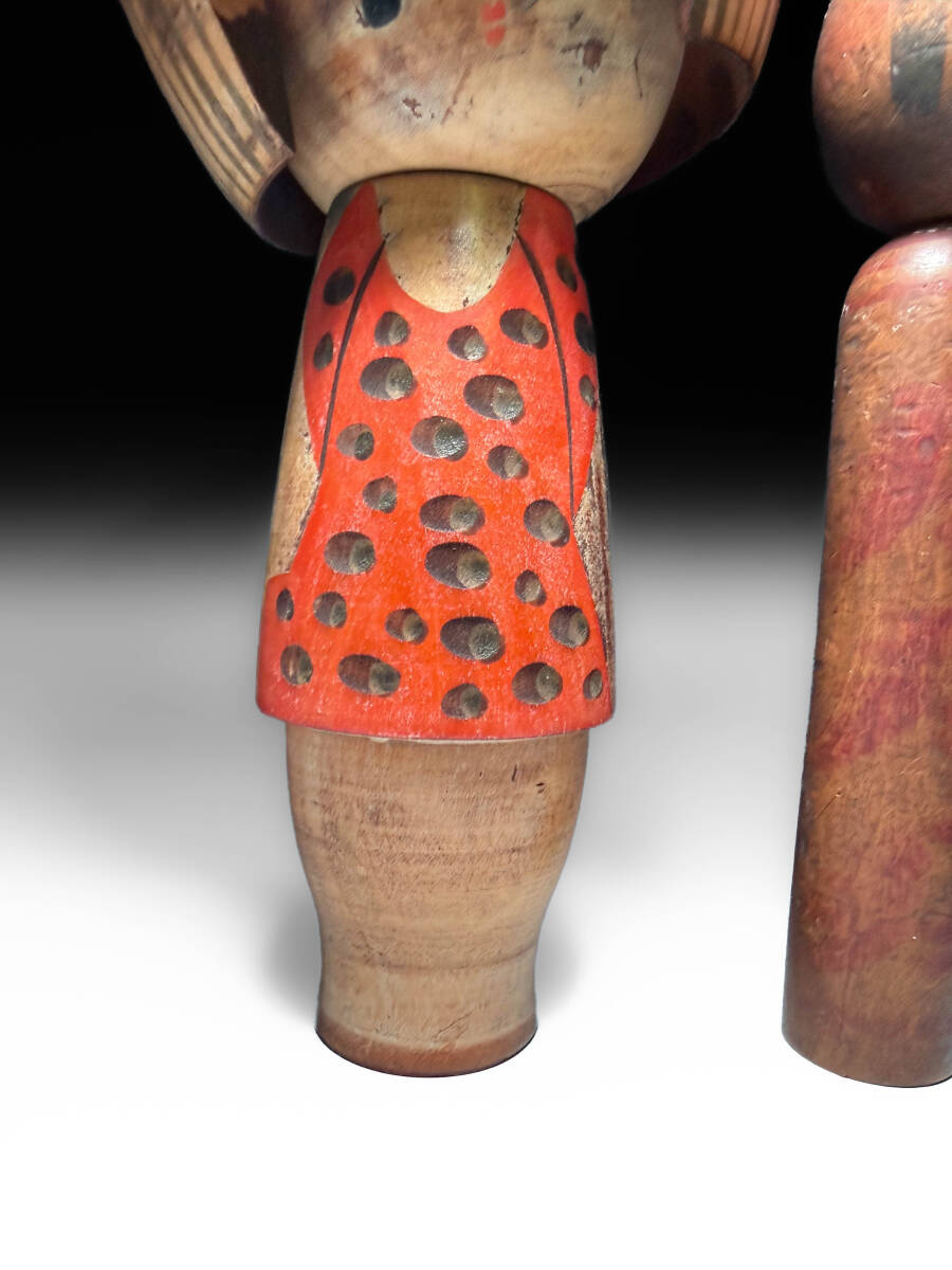 古い時代物こけし日本人形 木彫り 伝統工芸 和室インテリアオブジェ美品 _画像3
