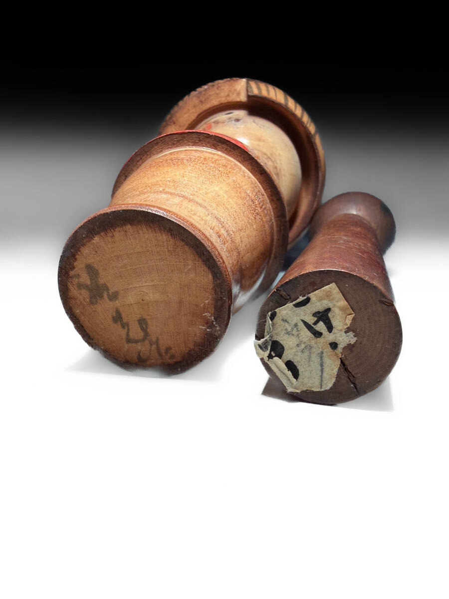 古い時代物こけし日本人形 木彫り 伝統工芸 和室インテリアオブジェ美品 _画像6