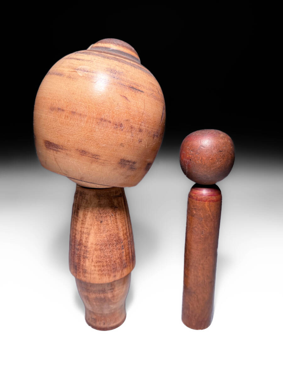 古い時代物こけし日本人形 木彫り 伝統工芸 和室インテリアオブジェ美品 _画像5