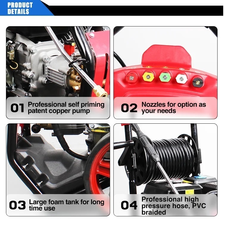 新品　キャスター付高圧洗浄機 エンジンパワフルポンプ 23MPa 9.2/min ホース付き 強力 洗車 ベランダ 外壁 防災 下水道 掃除用 新_画像6