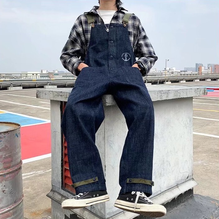【着回し抜群】デニム オーバーオール ワークウェア アウトドア メンズ ヴィンテージ カジュアル オールシーズン ワイドシルエット_画像2