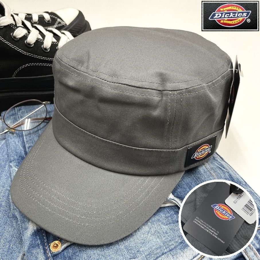 Dickies グレー ワークキャップ スポーツ ゴルフ バイクミリタリートラックキャンプアウトドアオートバイ 帽子生地コットン ディッキーズ_画像1