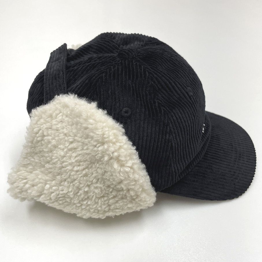 Dickies ブラック フライトキャップ コーデュロイ ボアパイロット帽子 スポーツ ゴルフ バイク トラックキャンプアウトドア ディッキーズ_画像9