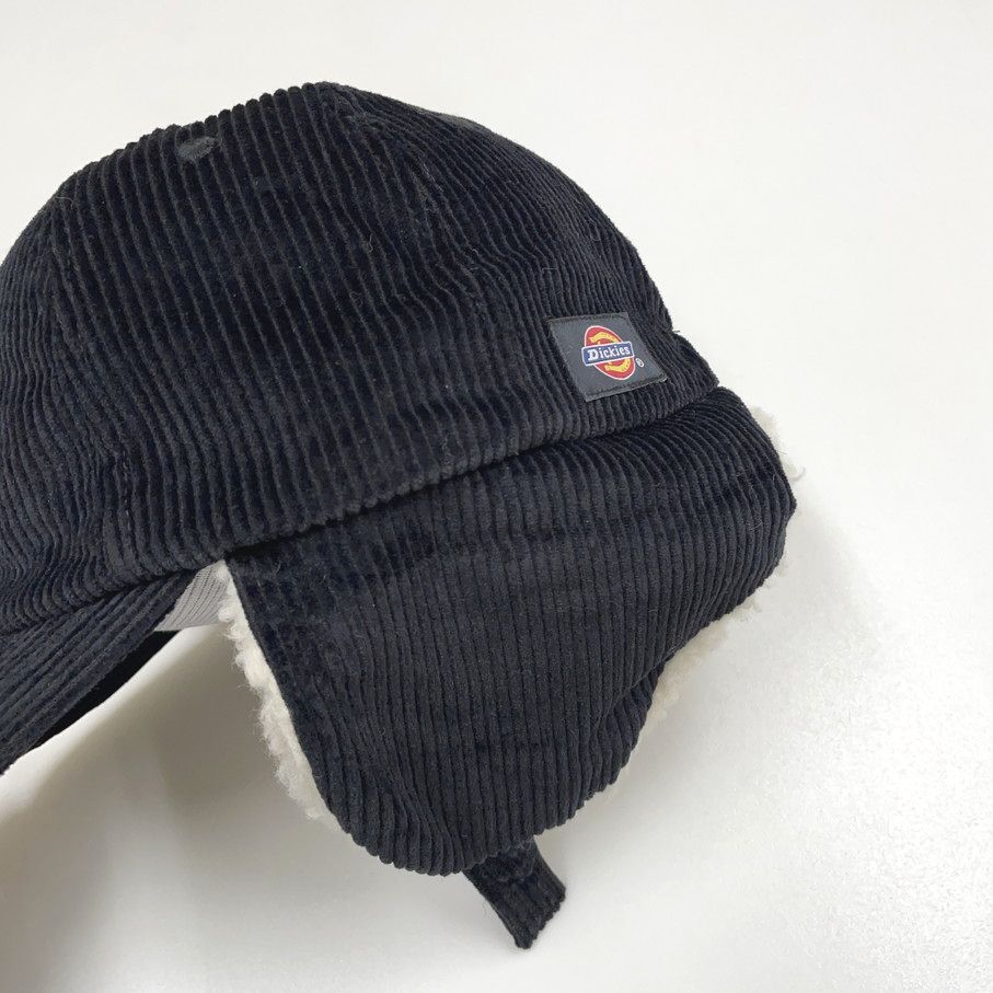 Dickies ブラック フライトキャップ コーデュロイ ボアパイロット帽子 スポーツ ゴルフ バイク トラックキャンプアウトドア ディッキーズ_画像7