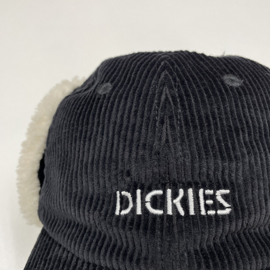 Dickies ブラック フライトキャップ コーデュロイ ボアパイロット帽子 スポーツ ゴルフ バイク トラックキャンプアウトドア ディッキーズ_画像4