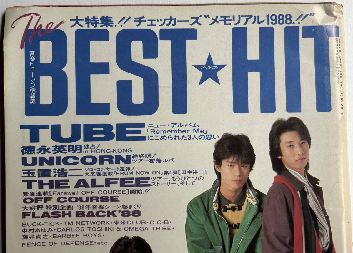  * BEST HIT 1989年1月号 * TUBE チェッカーズ ユニコーン THE ALFEE オフコース BUCK-TICK 徳永英明 玉置浩二 ベストヒット 雑誌 本_画像4